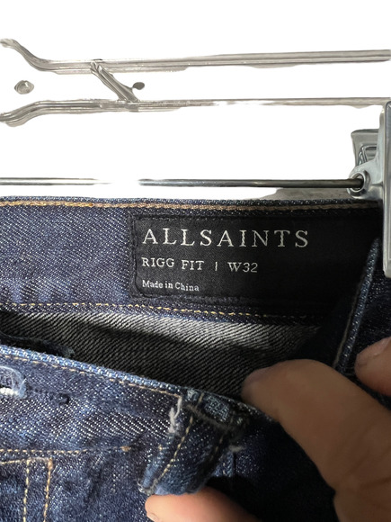 AllSaints Mens size 32 x 32 Rigg Fit Blue Button Fly Straight Leg Denim Jeans - Picture 4 of 11